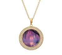 Oudrspo Magical s Creek Glowing Pendant Necklace for Women Diamond Necklaces Circle