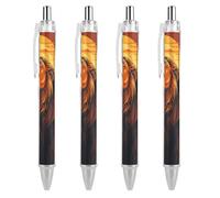 Oudrspo Majestic Roaring Lion Ballpoint Pen Retractable Writing Smooth Black Ink Ball Point Pens Office Supplies 4 PCS