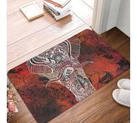Oudrspo Mandala Elephant Red Orange Flowers Animals Durable and Soft Front Door Mat, Welcome Mat, Indoor and Outdoor Rubber Sole, 16 X 24 Inches