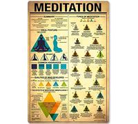 Oudrspo Meditation Chakra Figure Metal Tin Sign Chakra Girl Knowledge Yoga Poster Classroom Home Living Room Club Cafe Wall Decoration Plaque 12x16 Inches