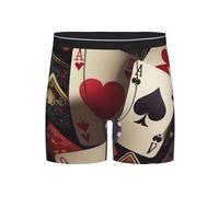 Oudrspo Mens Boxer Briefs Soft Underwear Long Leg Underpants, (Playing Poker Cards Casino Retro) Black