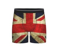 Oudrspo Mens Boxer Briefs Soft Underwear Long Leg Underpants, (Union Jack Flag Uk Vintage Flags) Black