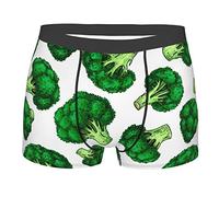 Oudrspo Men's Boxer Briefs Vegetable Broccoli Novelty Boxer Shorts Comfortable Soft Stretch Boxer with Raised Pockets Black