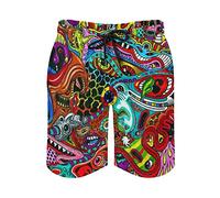 Oudrspo Mens Psychedelic Beach Shorts Trippy Swim Trunks Board Shorts with Mesh Lining and Pockets