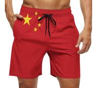 Oudrspo Men's Summer Casual Shorts China Flag Holiday Beach Shorts Relaxed Fit for Men Swimming Trunks