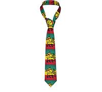 Oudrspo Mens Ties Lion Of Judah And Rastafari Flag Men'S Neckties Novelty Skinny Tie For Business Party Wedding Suit