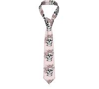 Oudrspo Mens Ties Skull Pink Rose Heads Men'S Neckties Novelty Skinny Tie For Business Party Wedding Suit