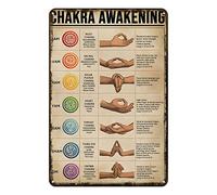Oudrspo Metal Sign Chakra Awakening Yoga Knowledge Retro Decor Art Sign Home Kitchen Bar Cafe Club Cave Wall Decor Yoga Tin Sign Rustic Metal Wall Art Decor