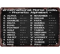 Oudrspo Metal Signs International Morse Code Retro Tin Poster Home Decor Plaque Phonetic Alphabet Room Wall Decor Gift For Women Men 8x5.5 Inch Plaque Tin Sign