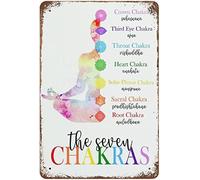 Oudrspo Metal Tin Sign Vintage Reiki Principles With Chakra Yoga Retro Poster Painting Wall Decoration Home Bedroom Garage Bar Coffee Shop Wall Art Sign Gift 12x16 Inches