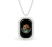 Oudrspo Mexico Coat of Arms Ea-gles Custom Necklace for Women Rectangle Pendant Necklaces Fashion Jewelry Gifts Gold Silver