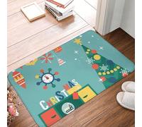 Oudrspo Modern Creative Christmas Greeting Christmas Tree and Mid Century Durable and Soft Front Door Mat, Welcome Mat, Indoor and Outdoor Rubber Sole, 16 X 24 Inches