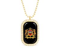 Oudrspo Morocco Coat of Arms Moroccan Custom Necklace for Women Rectangle Pendant Necklaces Fashion Jewelry Gifts Gold Silver