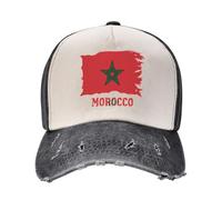 Oudrspo Morocco Moroccan Flag Hats Vintage Washed Denim Baseball Caps Daddy Hats Trucker Hats Adjustable Unisex Headwear-O