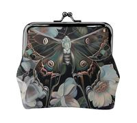 Oudrspo Moth That Looks Like A Peacock Printed Leather Kiss-Lock Wallet for Women - Compact and Secure Coin Purse