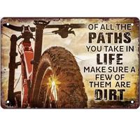Oudrspo Mountain Bike Metal Sign Vintage Farm Decor Of All The Paths You Take In Life Posters Home Kitchen Bar Cafe Club Cave Wall Decor Retro Tin Sign Gift For Women Men 8x5.5 Inch Plaque Tin Sign