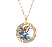 Oudrspo Mountains Snowy Lions Trees Branches Pendant Necklace for Women Diamond Necklaces Circle