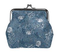 Oudrspo Multi-1 Navy Blue Sloths Wallet for Women, Small Ladies Purse,with Kiss Lock Closure Coin Pocket and ID Card Holder, 4.3x4.7 in/11x12 cm