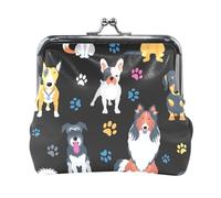 Oudrspo Multi 1 Women Leather Coin Purse, Hasp Card Key Change Wallet Kiss LockClutch Pouch Pocket Ladies Small Buckle Handbag Case Print Cat Taking a Bath in Bathtub Behind Shower Curtain