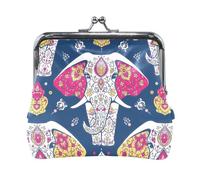 Oudrspo Multi 10 Women Leather Coin Purse, Hasp Card Key Change Wallet Kiss LockClutch Pouch Pocket Ladies Small Buckle Handbag Case Print White Tree of Life with Love Hearts On Red