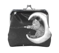 Oudrspo Multi 12 Women Leather Coin Purse, Hasp Card Key Change Wallet Kiss LockClutch Pouch Pocket Ladies Small Buckle Handbag Case Print Fire Phoenix Bird Stars