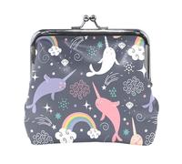 Oudrspo Multi 17 Women Leather Coin Purse, Hasp Card Key Change Wallet Kiss LockClutch Pouch Pocket Ladies Small Buckle Handbag Case Print Cat Taking a Bath in Bathtub Behind Shower Curtain