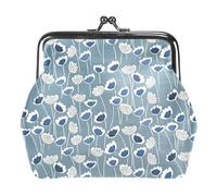 Oudrspo Multi-2 Blue Florals Wallet for Women, Small Ladies Purse,with Kiss Lock Closure Coin Pocket and ID Card Holder