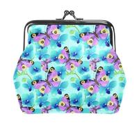 Oudrspo Multi-3 Butterfly Blue and Purple Womens Kiss Lock Wallet Small Zipper Coin Pocket for Womens Vintage Purse Card Holder, 4.3x4.7 in/11x12 cm