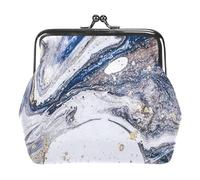 Oudrspo Multi-4 Blue White Abstract Marble Womens Kiss Lock Wallet Small Zipper Coin Pocket for Womens Vintage Purse Card Holder, 4.3x4.7 in/11x12 cm