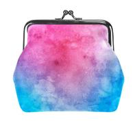 Oudrspo Multi-4 Pink and Blue Womens Wallet Small Compact Vintage Wallet,Ladies Coin Purse with Zipper and Kiss Lock, 4.3x4.7 in/11x12 cm