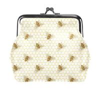 Oudrspo Multi-4 Yellow Bee Coin Purse Vintage Pouch Coin Pouch Women Wallet Kiss Lock Cosmetic Bag Make up Bag Clasp Clutch