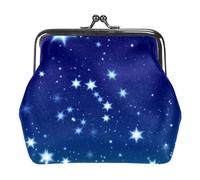 Oudrspo Multi-5 White Stars in Blue Sky Wallet for Women, Small Ladies Purse,with Kiss Lock Closure Coin Pocket and ID Card Holder