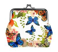 Oudrspo Multi-6 Blue Butterflies Womens Buckle Coin Purses Pouch Kiss-Lock Change Purse Wallets, 4.3x4.7 in/11x12 cm
