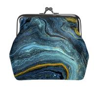 Oudrspo Multi-6 Navy Blue Marble Abstract Womens Wallet Small Compact Vintage Wallet,Ladies Coin Purse with Zipper and Kiss Lock