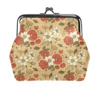 Oudrspo Multi-6 Vintage Poppy and Daisy Flower Womens Kiss Lock Purses and Handbags Crossbody Bag Buckle Purse, 4.3x4.7 in/11x12 cm