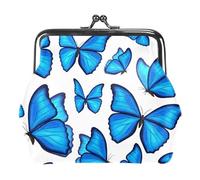 Oudrspo Multi-7 Blue Butterfly Womens Buckle Coin Purses Vintage Pouch Kiss-Lock Change Purse Wallets, 4.3x4.7 in/11x12 cm