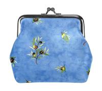 Oudrspo Multi-7 Blue Womens Kiss Lock Wallet Small Zipper Coin Pocket for Womens Vintage Purse Card Holder
