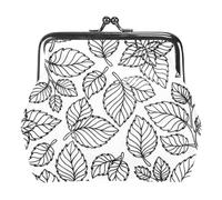 Oudrspo Multi-7 Hand Drawn Leaves Womens Wallet Small Compact Vintage Wallet,Ladies Coin Purse with Zipper and Kiss Lock