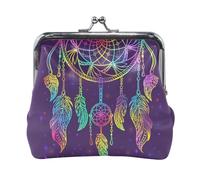 Oudrspo Multi 7 Women Leather Coin Purse, Hasp Card Key Change Wallet Kiss LockClutch Pouch Pocket Ladies Small Buckle Handbag Case Print Cat Taking a Bath in Bathtub Behind Shower Curtain