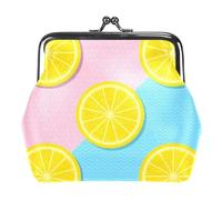 Oudrspo Multi-8 Yellow Lemons Womens Wallet Small Compact Vintage Wallet,Ladies Coin Purse with Zipper and Kiss Lock, 4.3x4.7 in/11x12 cm
