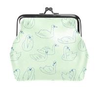 Oudrspo Multi-9 Swan Bird Blue Wallet for Women, Small Ladies Purse,with Kiss Lock Closure Coin Pocket and ID Card Holder, 4.3x4.7 in/11x12 cm