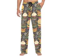 Oudrspo Multicolor Men's Pajama Bottoms Cute Burgers Flower Mens Pajama Pants Cute Beef Cotton Pj Bottoms Sleepwear Lounge Pants S