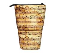 Oudrspo Music Notes Pencil Case,Stand Pencil Pouch,Telescopic Pencil Case Stand Pencil Holder Pen Bag