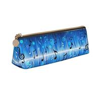 Oudrspo Music Notes with Clef Pencil Case Cosmetic Bag Pen Pouch Leather Triangle Storage Bag Zippered Stationery Organizer for Adults Office