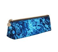 Oudrspo Music Notes with Clef Pencil Case Cosmetic Bag Pen Pouch Leather Triangle Storage Bag Zippered Stationery Organizer for Adults Office