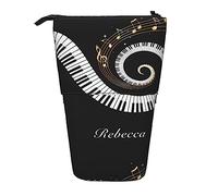 Oudrspo Music Theme Piano Golden Musical Notes Pencil Case,Stand Pencil Pouch,Telescopic Pencil Case Stand Pencil Holder Pen Bag