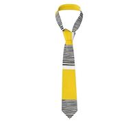 Oudrspo Mustard Yellow And Black Print Print Stylish Men'S Printed Tie For Business, Weddings & Daily Wear
