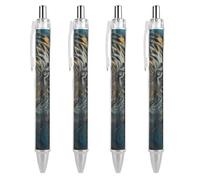 Oudrspo Mystical Tiger Ballpoint Pen Retractable Writing Smooth Black Ink Ball Point Pens Office Supplies 4 PCS