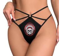Oudrspo Native American Skull Womens T Back Low Rise Thongs Sexy Underwear G-String Panties