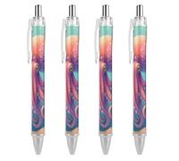Oudrspo Nautical Octopus & Jellyfish Ballpoint Pen Retractable Writing Smooth Black Ink Ball Point Pens Office Supplies 4 PCS